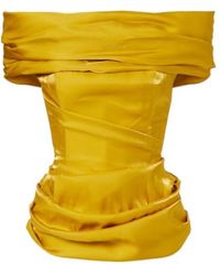 Magda Butrym - Draped Off-Shoulder Satin Top - Lyst