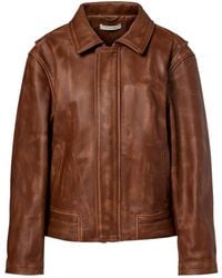 JACQUES WEI - Long-Sleeved Leather Jacket - Lyst