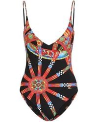 Dolce & Gabbana - Carretto-Print One-Piece Swimsuit - Lyst