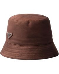 Prada - Logo Plaque Bucket Hat - Lyst