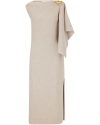 Oscar de la Renta - Draped Wool-Blend Knitted Midi Dress - Lyst