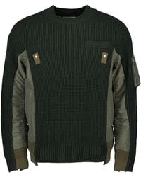 Sacai - Panelled Knit Sweater - Lyst