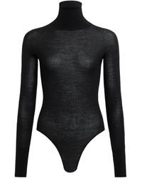Alaïa - Alaïa Semi-Sheer High-Neck Knitted Bodysuit - Lyst