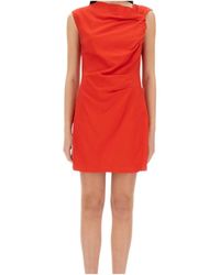 MSGM - Twist Detailed Asymmetric Neck Mini Dress - Lyst