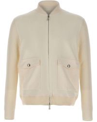 Eleventy - Knitted Panel Zip Jacket - Lyst