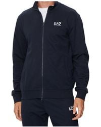 EA7 - Zip-Up High Neck Sweatshirt - Lyst