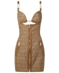 Versace - Cut-Out Jacquard Sleeveless Mini Dress - Lyst