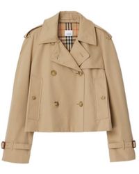 Burberry - Cropped Gabardine Trench Jacket - Lyst