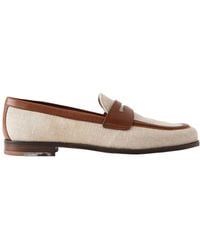 Church's - Leather-Trimmed Canvas Penny Loafers - Lyst