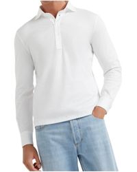 Brunello Cucinelli - Long Sleeved Buttoned Polo Shirt - Lyst