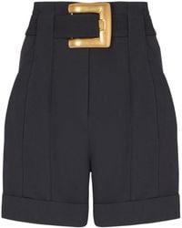 Balmain - Grain De Poudre Belted Shorts - Lyst