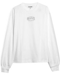 Ganni - Long-Sleeved Crewneck T-Shirt - Lyst