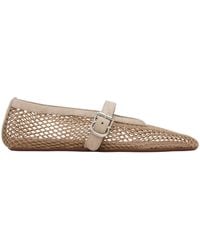 Alaïa - Alaïa Fishnet Buckled Ballet Flats - Lyst