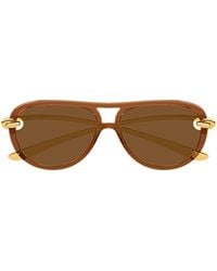 Bottega Veneta - Eyewear Aviator Frame Sunglasses - Lyst