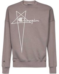 Rick Owens - X Champion Logo Embroidered Sweatshirt - Lyst