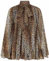 Dolce & Gabbana - Leopard Print Pleated Mini Dress - Lyst