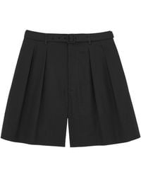 Saint Laurent - Cotton Pleated Shorts - Lyst