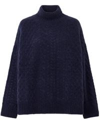 The Elder Statesman - Cable Knit Blend Turtleneck Sweater - Lyst