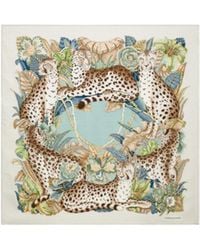 Ferragamo - Ferragamo Cheetah Printed Square Shape Scarf - Lyst