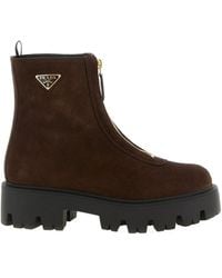Prada - Triangle-Logo Zipped Boots - Lyst
