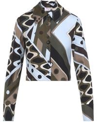 PUCCI - Pucci Vivara-Print Satin Cropped Shirt - Lyst