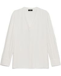 Theory - V-Neck Flared-Cuff Blouse - Lyst