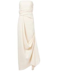 STAUD - Caravaggio Draped Linen Maxi Dress - Lyst