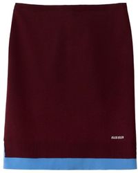 Miu Miu - Embroidered-Logo Split Midi Skirt - Lyst