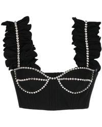 Area - Embellished Sleeveless Cropped Top - Lyst