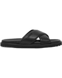Versace - Logo-Lettering Open-Toe Slides - Lyst