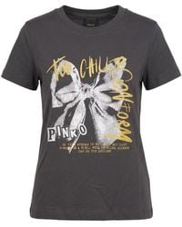 Pinko - Bow-Print Logo-Print T-Shirt - Lyst