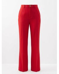 Gucci - Crpe Wool Pants With Double G Button - Lyst