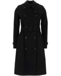 Burberry - Black Gabardine Trench Coat - Lyst