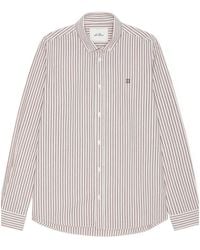 Les Deux - Striped Embroidered-Logo Shirt - Lyst
