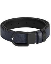 Montblanc - Horseshoe Light Buckle Midnight 30Mm Reversible Leather Belt - Lyst