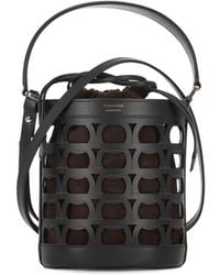Ferragamo - Ferragamo Logo Printed Cut Out Bucket Bag - Lyst