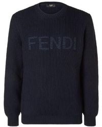 Fendi - Embroidered-Logo Long-Sleeved Sweater - Lyst