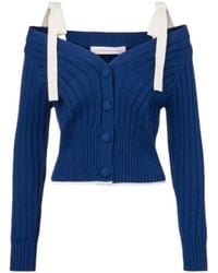 Carolina Herrera - Bow-Detail Cotton And Wool Cardigan - Lyst