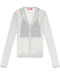 DIESEL - M-Arina Semi-Sheer Button-Up Cardigan - Lyst