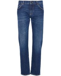 Dolce & Gabbana - Logo Plaque Straight Leg Jeans - Lyst