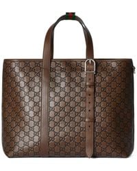 Gucci - Gg Emblem Large Tote Bag, Leather - Lyst