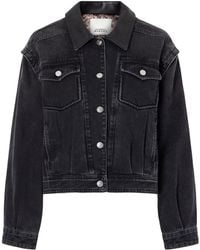 Isabel Marant - Leather-Trimmed Denim Jacket - Lyst