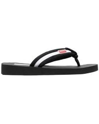 KENZO - Logo-Patch Striped Slip-On Flip Flops - Lyst
