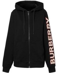 Burberry - Logo-Print Zip-Up Hoodie - Lyst