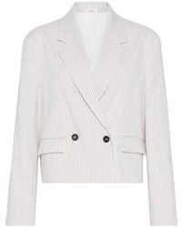 Brunello Cucinelli - Pinstriped Double-Breasted Blazer - Lyst