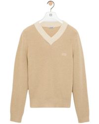 Loewe - Logo Embroidered V-Neck Jumper - Lyst