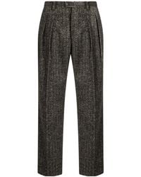 Dolce & Gabbana - Wool-Blend Stripe Tailored Trousers - Lyst