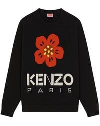 KENZO - Boke Flower Logo Intarsia Crewneck Jumper - Lyst