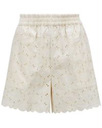 Moncler - Broderie Anglaise Shorts - Lyst