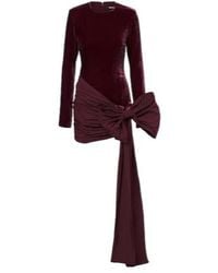 ROTATE BIRGER CHRISTENSEN - Bow-Detail Ruched Velvet Minidress - Lyst